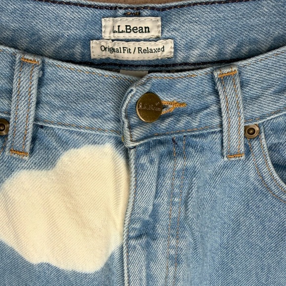 L.L. Bean Original Fit Blue Flannel Lined Jeans w/ White Cloud Design Size 10P - Picture 6 of 16